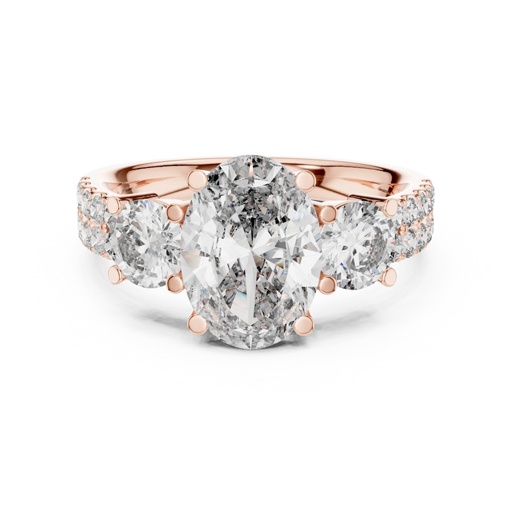 Oval Lab Grown Diamond Graduated Side-Stone Engagement Ring