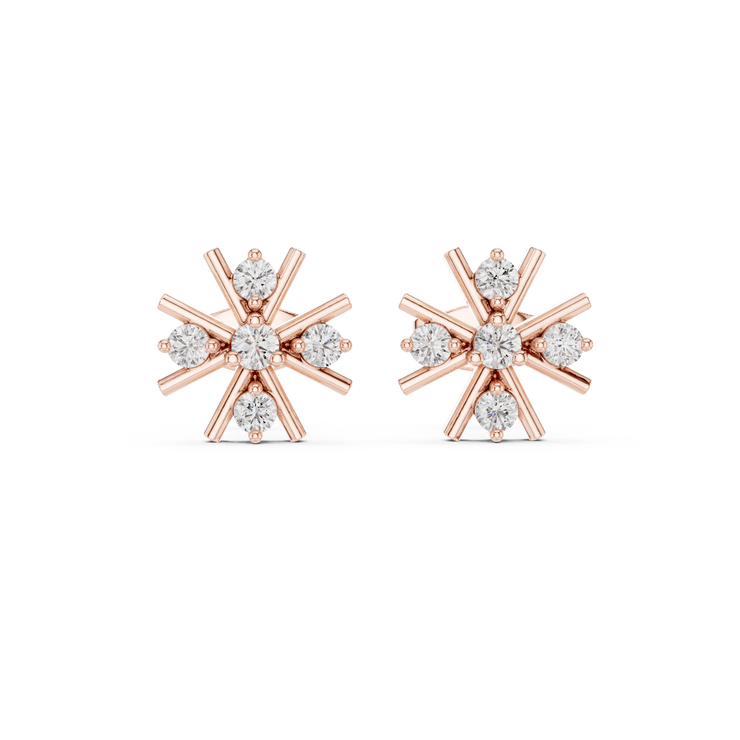 Radiant Snowflake Diamond Stud Earrings