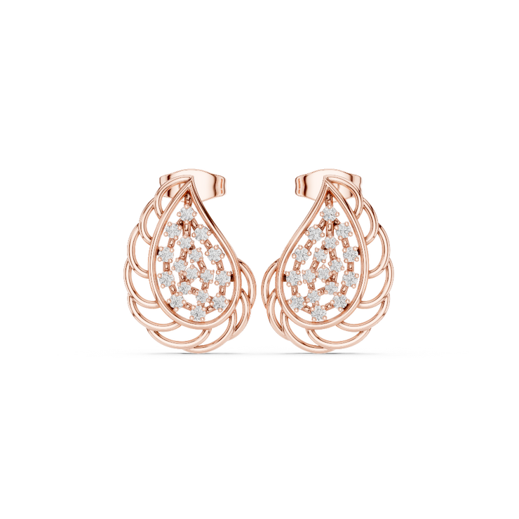 Feathered Grace Diamond Stud Earrings