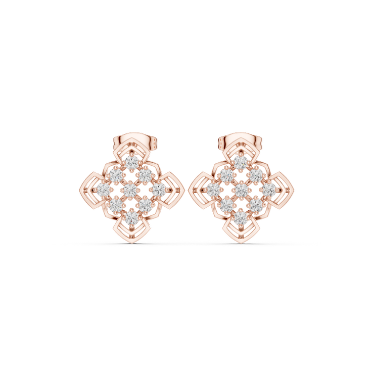Petal Light Diamond Cluster Stud Earrings