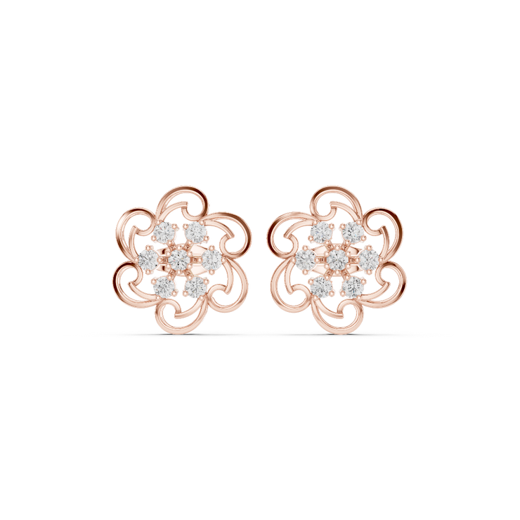Whirlwind Bloom Diamond Stud Earrings