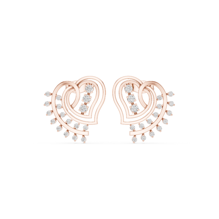 Whispering Hearts Diamond Stud Earrings