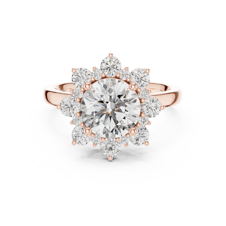 Round Lab Grown Diamond Floral Halo Engagement Ring