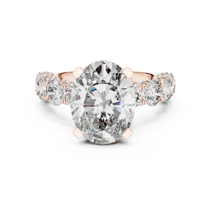 Oval Lab Grown Diamond Round Side-Stone Engagement Ring
