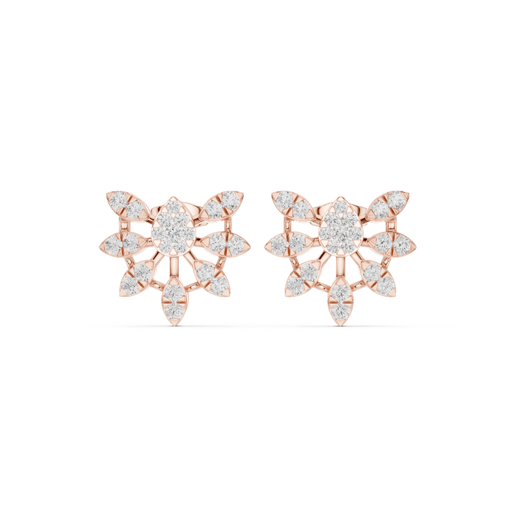 Blooming Radiance Diamond Floral Stud Earrings