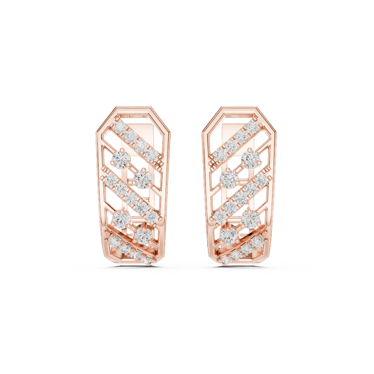 Modern Geometry Diamond Hoop Earrings
