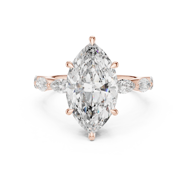 Marquise Lab Grown Diamond Side-Stone Engagement Ring