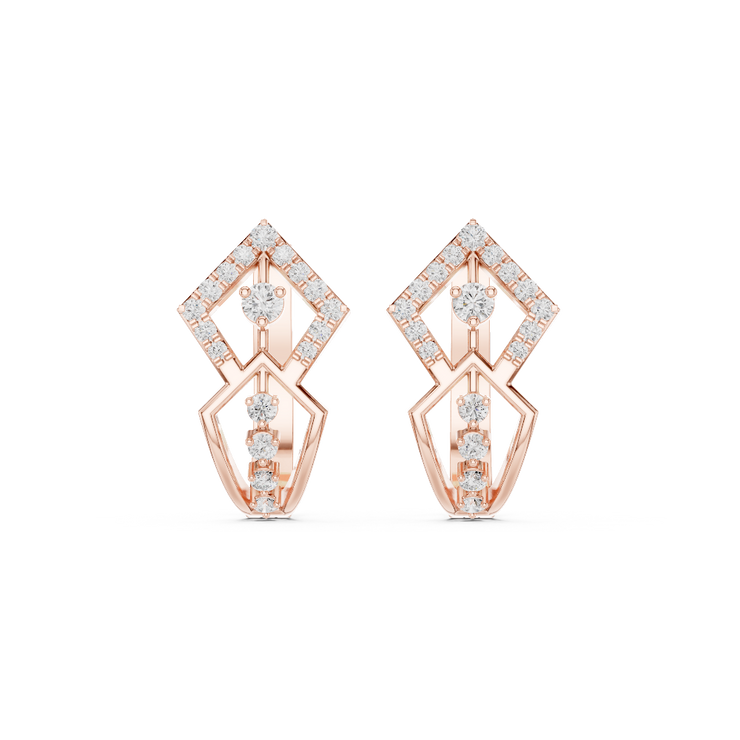 Twin Prism Diamond Hoop Earrings