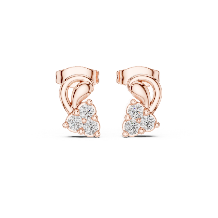 Graceful Bloom Diamond Stud Earrings