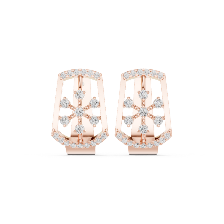 Radiant Bloom Diamond Huggie Earrings