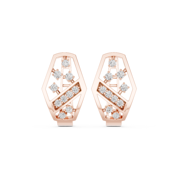 Modern Geometric Diamond Huggie Earrings
