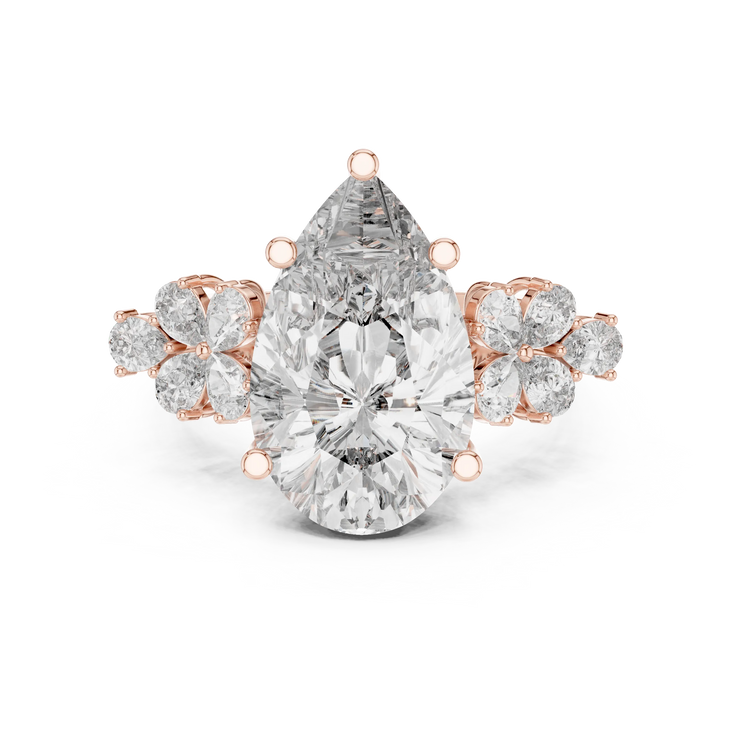 Pear Lab Grown Diamond Floral Cluster Engagement Ring