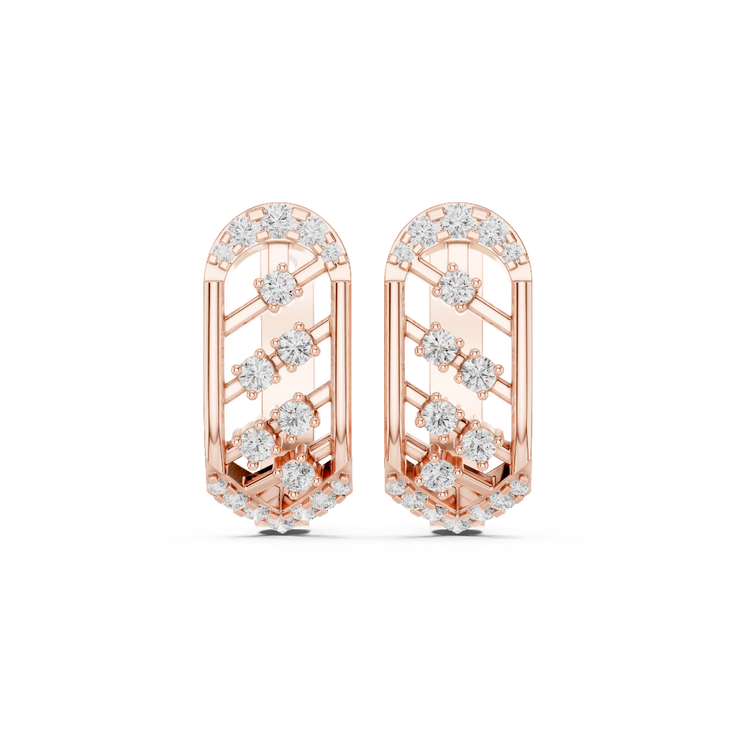 Architectural Sparkle Diamond Huggie Earrings