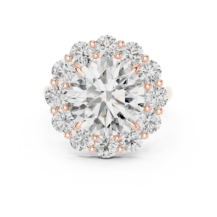 Round Lab Grown Diamond Scalloped Halo Engagement Ring