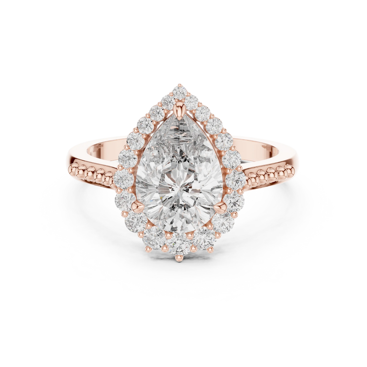 Pear Lab Grown Diamond Graduated Halo Engagement Ring