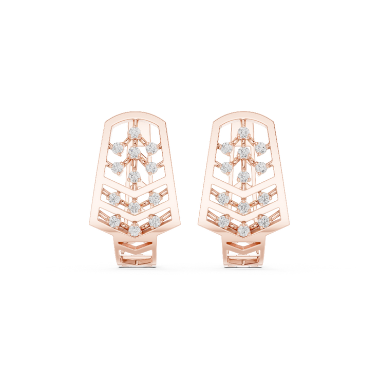 Chevron Grace Diamond Hoop Earrings