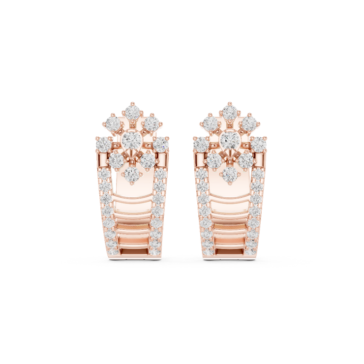 Royal Fleur Diamond Hoop Earrings