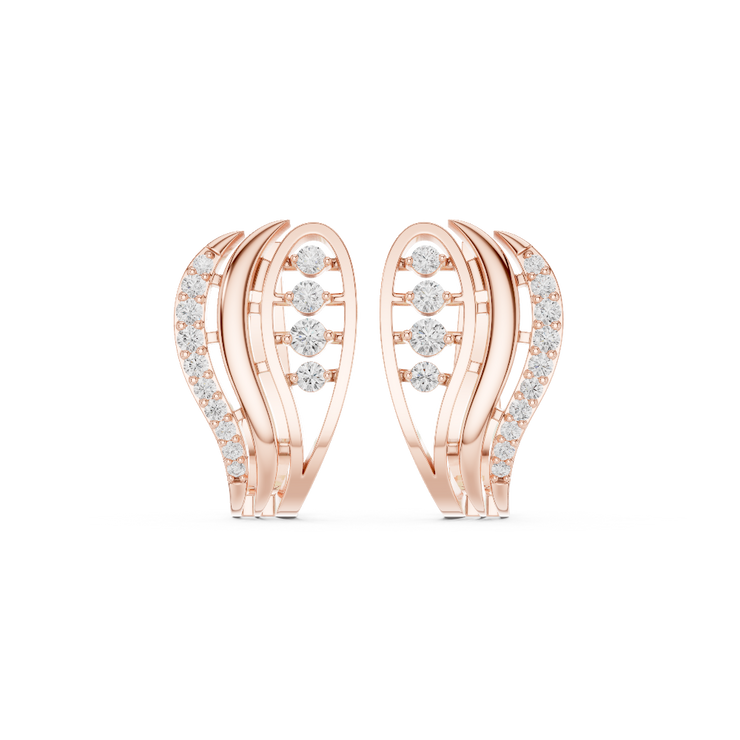 Ocean Drift Diamond Wave Stud Earrings