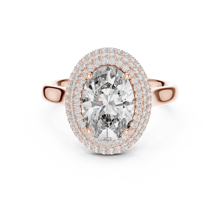 Oval Lab Grown Diamond Double Halo Engagement Ring