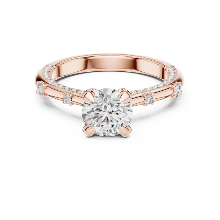 Round Lab Grown Diamond Crossover Engagement Ring