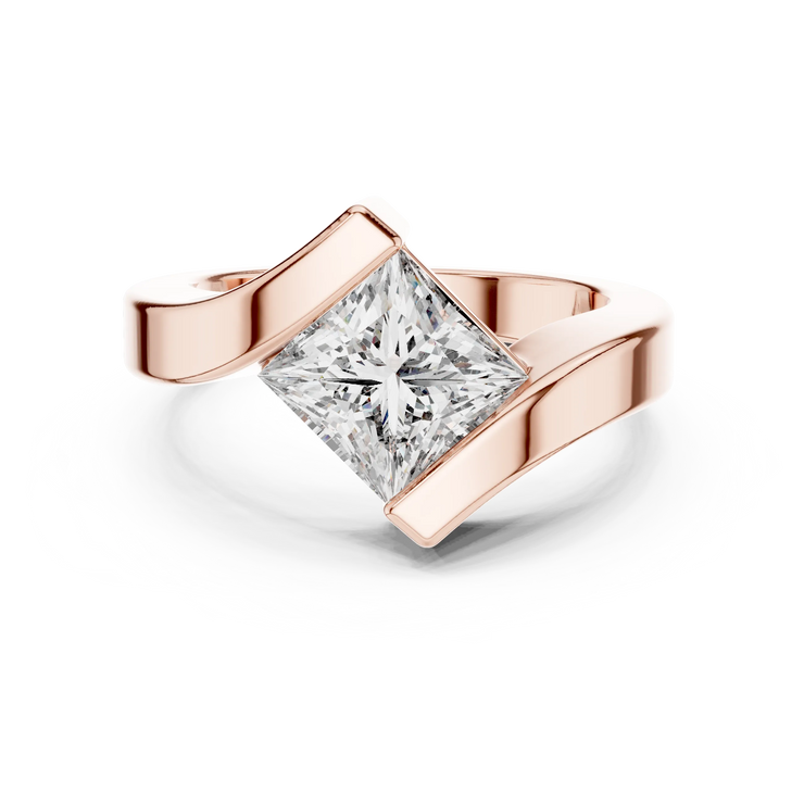 Princess Lab Grown Diamond Bezel Bypass Engagement Ring