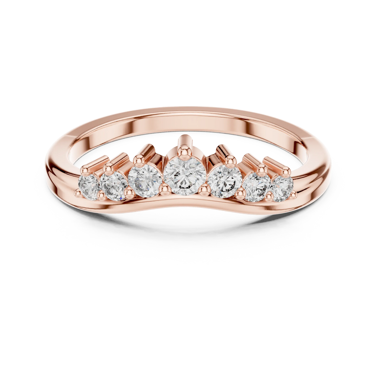 Round Lab Grown Diamond Graduated Curved Anniversary Ring