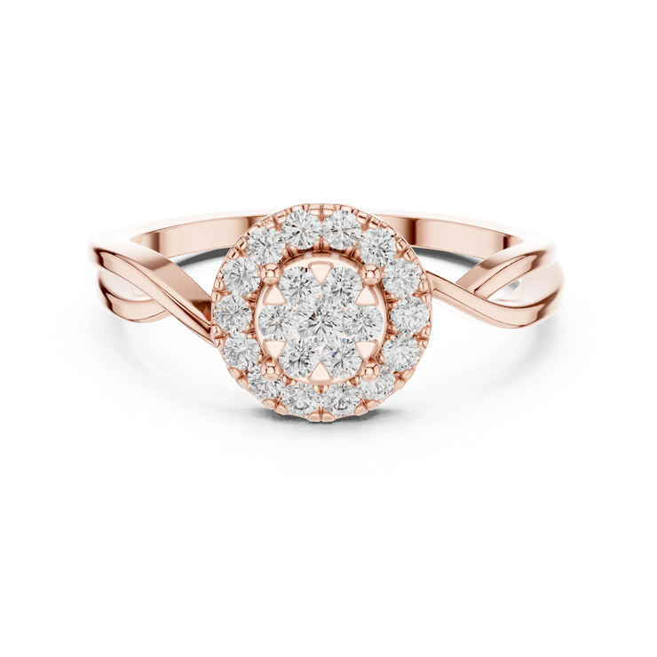 Round Lab Grown Diamond Floral Cluster Anniversary Ring