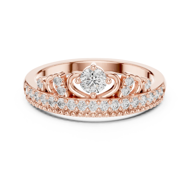 Round Lab Grown Diamond Crown Pavé Anniversary Ring