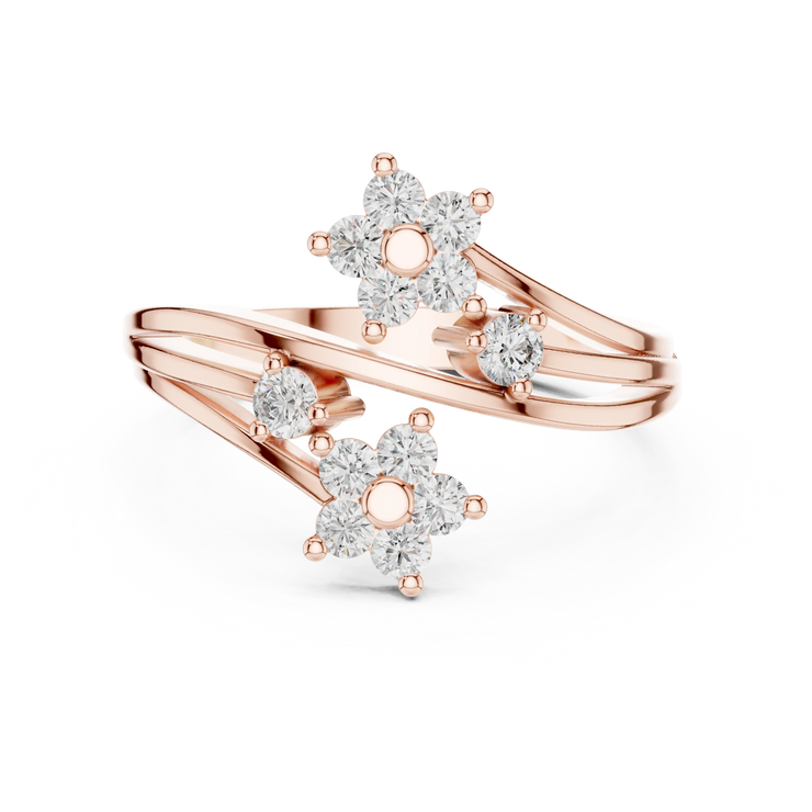Round Lab Grown Diamond Floral Bypass Anniversary Ring