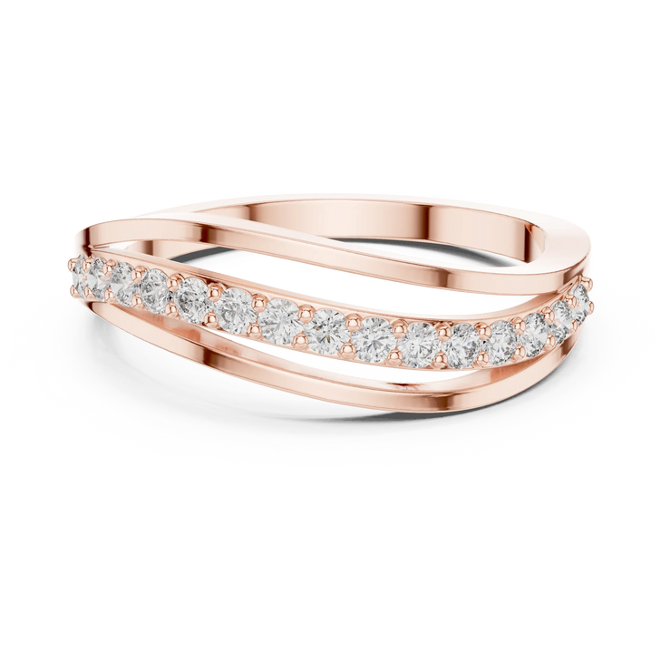 Round Lab Grown Diamond Wave Crossover Anniversary Ring