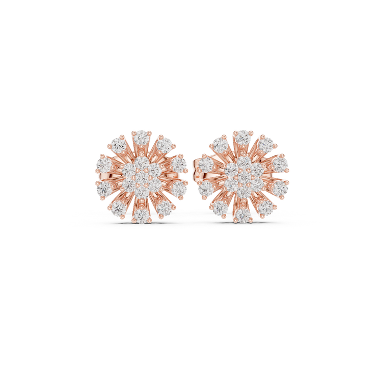 Sunburst Bloom Diamond Stud Earrings