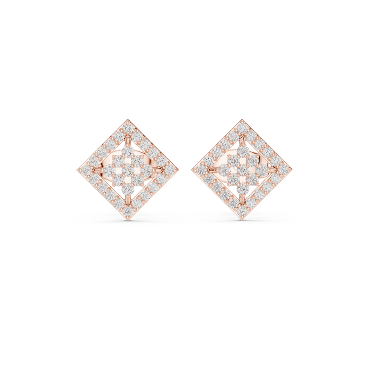 Radiant Frame Diamond Stud Earrings