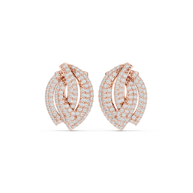 Nature's Brilliance Diamond Leaf Stud Earrings