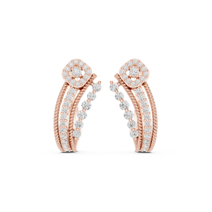 Celestial Cascade Diamond Drop Stud Earrings