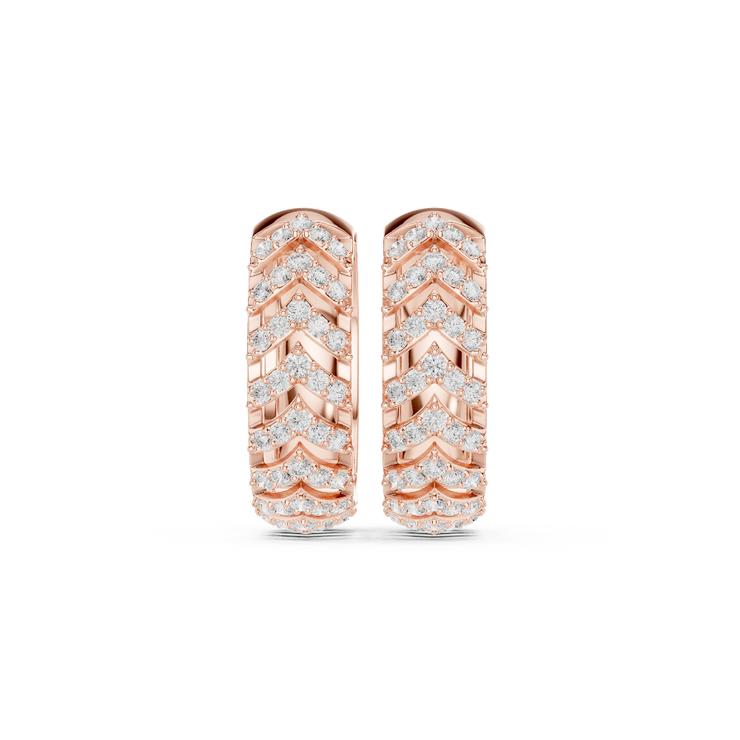 Chevron Spark Diamond Hoop Earrings