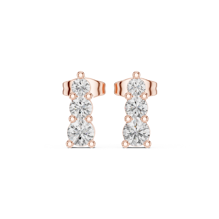 Graduated Brilliance Diamond Bar Stud Earrings