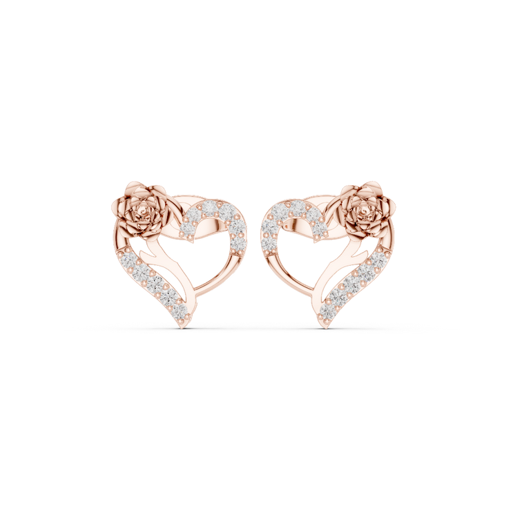 Luxury Floral Heart Diamond Earrings