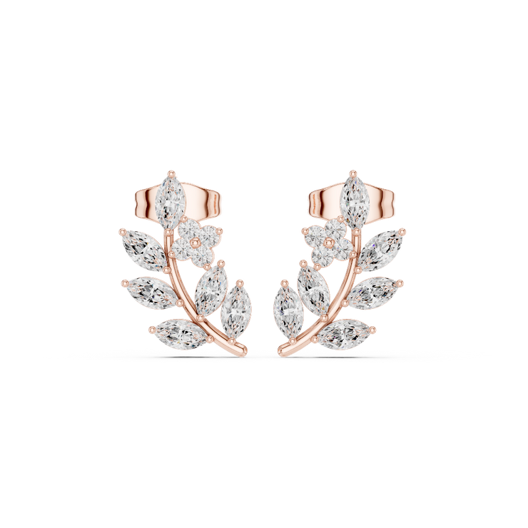 Elegant Botanical Marquise Diamond Stud Earrings