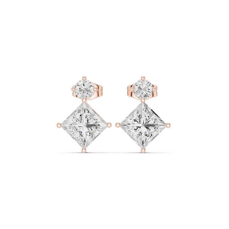 Royal Princess Drop Diamond Stud Earrings