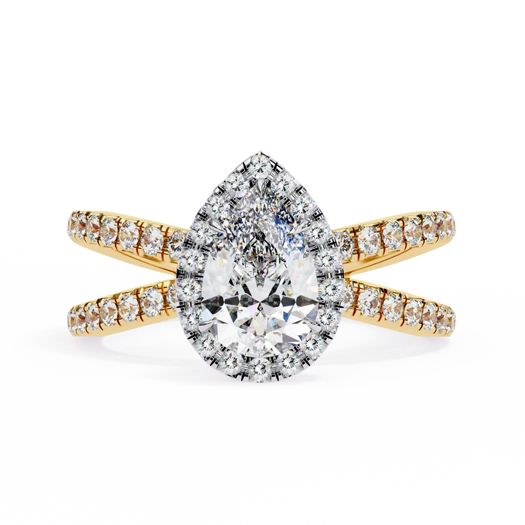 Pear Cut Lab Grown Diamond Halo Split Shank