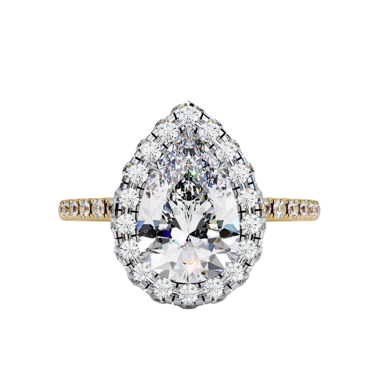 Pear Lab Grown Diamond Double Halo Pavé Ring