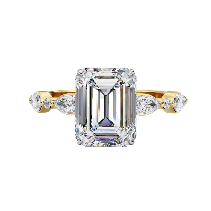 Emerald Cut Marquise Side Stone Ring