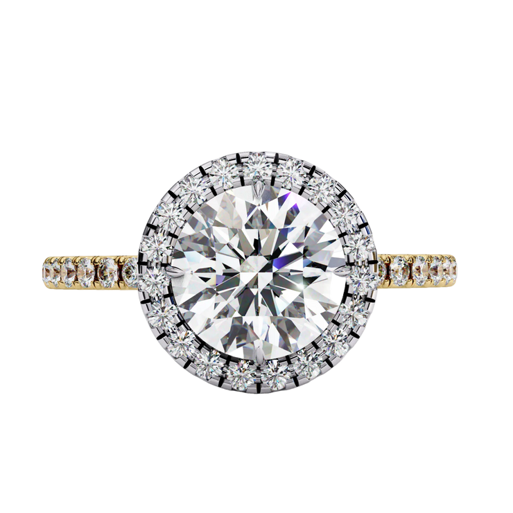 Round Lab Grown Diamond Double Halo Pavé Ring