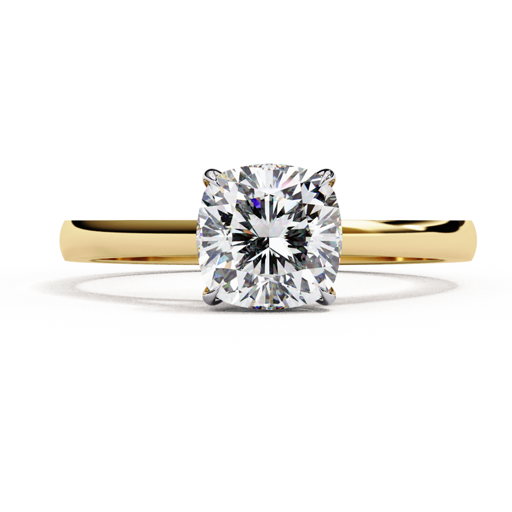 Cushion Cut Cathedral Solitaire Ring