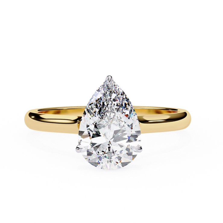 Pear Hidden Halo Diamond Ring