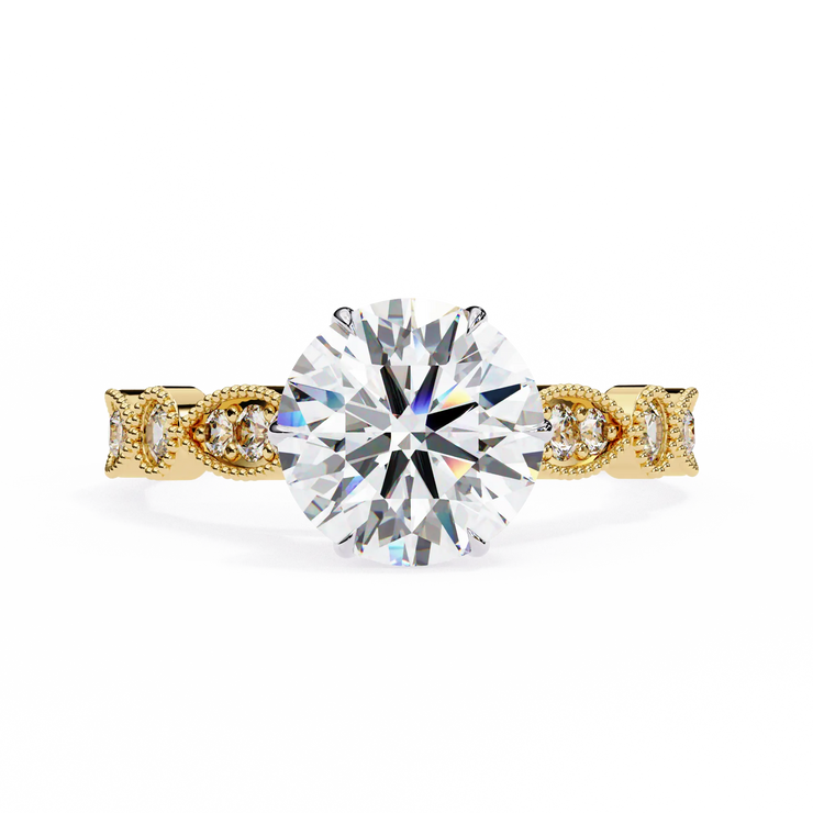 Round Brilliant Lab Grown Diamond Vintage Milgrain