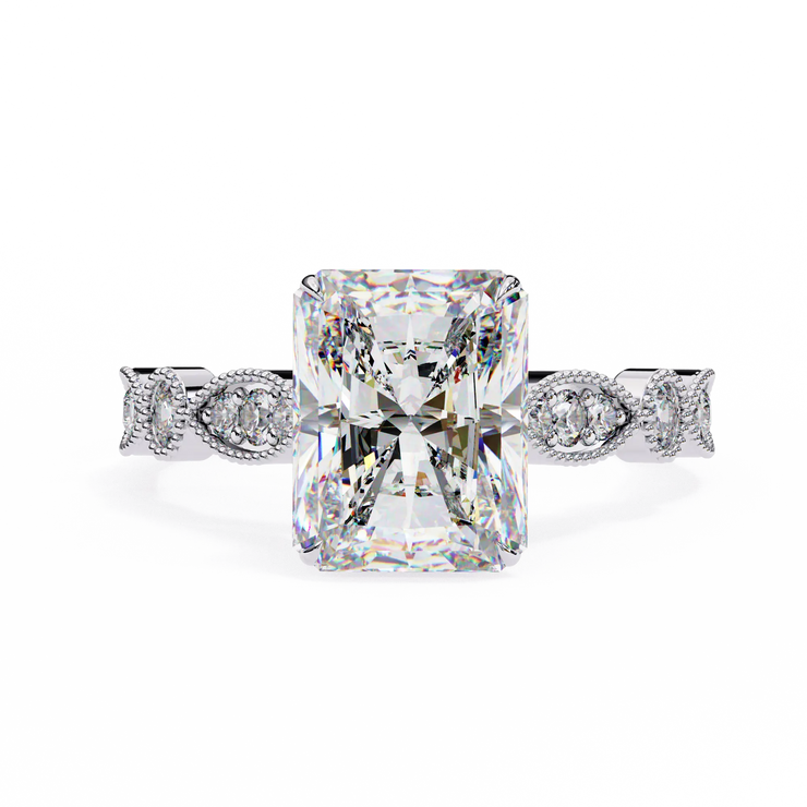 Radiant Lab Grown Diamond Vintage Milgrain Engagement Ring
