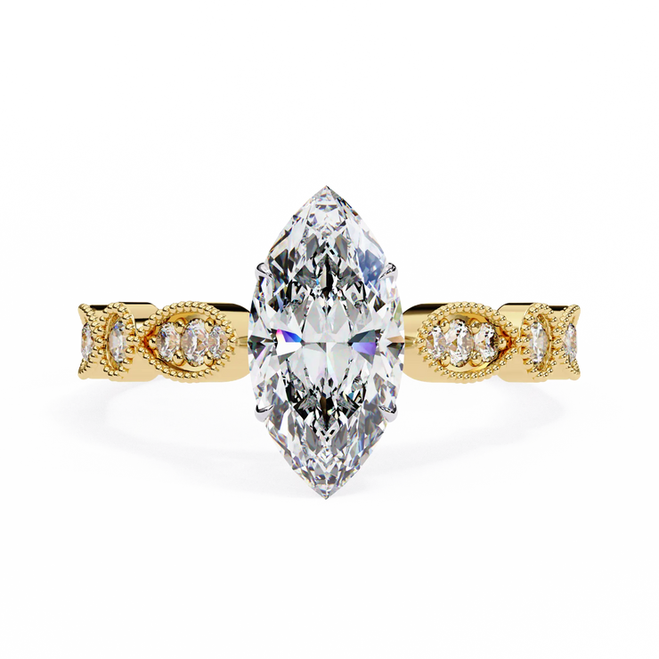 Marquise Lab Grown Diamond Vintage Milgrain Engagement Ring