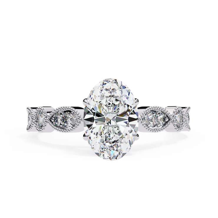 Oval Cut Lab Grown Diamond Vintage Marquise Halo