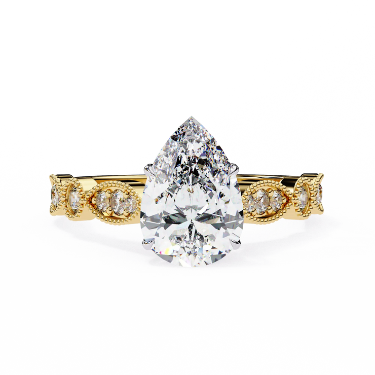 Pear Lab Grown Diamond Nature Inspired Engagement Ring
